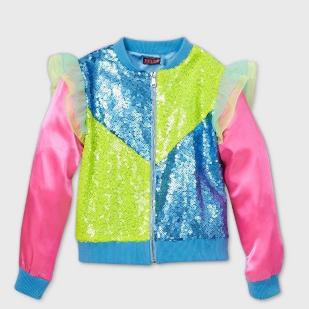NWOT Jojo Siwa Color Block Sequin Bomber Jacket